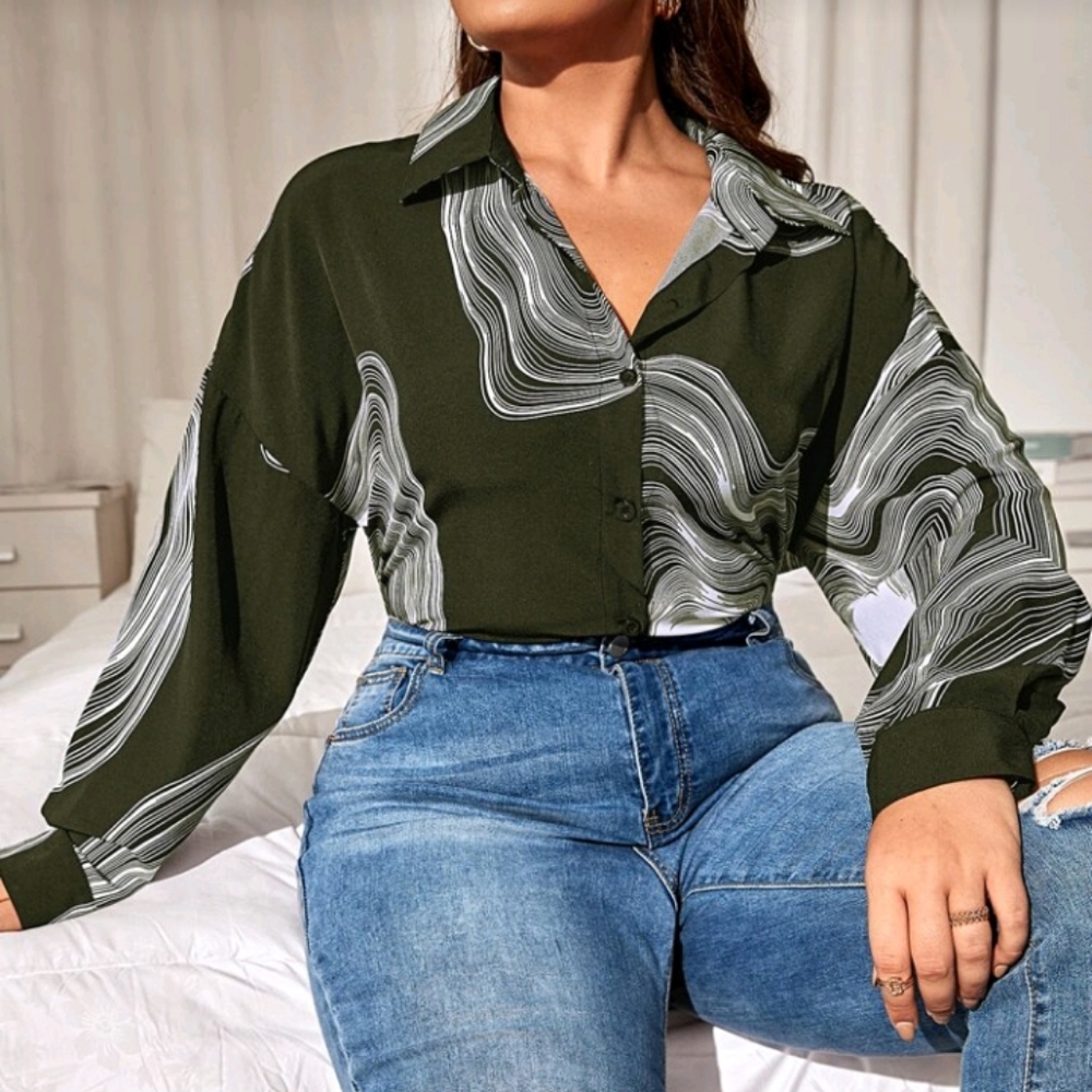 Shein | Size 4X Olive Green shirt